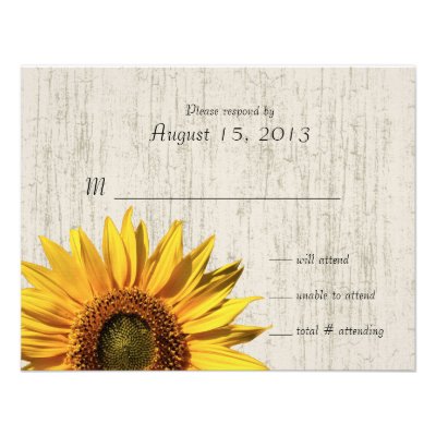 Sunflower Rustic Wedding/ Response Custom Invite