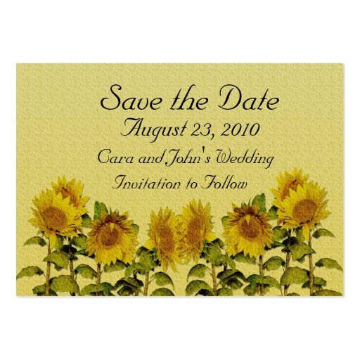 Sunflower Save the Date Card Business Cards (front side)