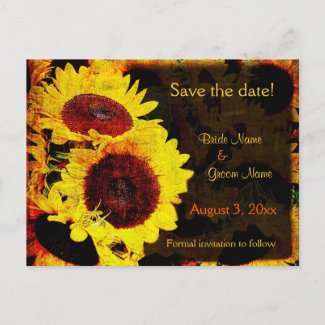 Sunflower save the date postcard