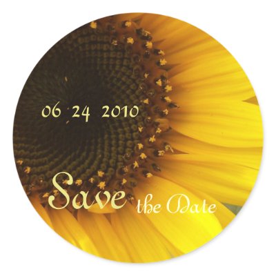 Sunflower Save the Date Round Stickers