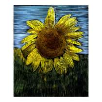 Sunflower Scratchboard Poster posters