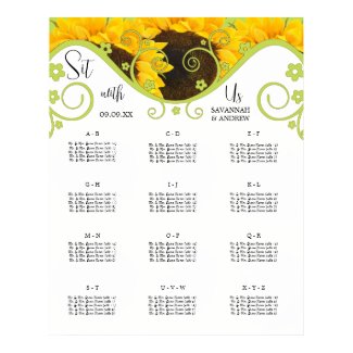 Sunflower Seating Chart Table Numbers print