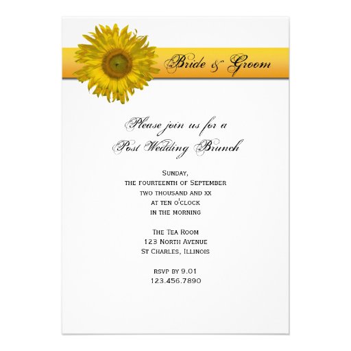Sunflower Stripe Post Wedding Brunch Invitation