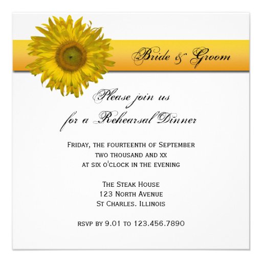 Sunflower Stripe Rehearsal Dinner Invitation