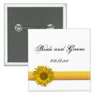 Sunflower Stripe Wedding Button