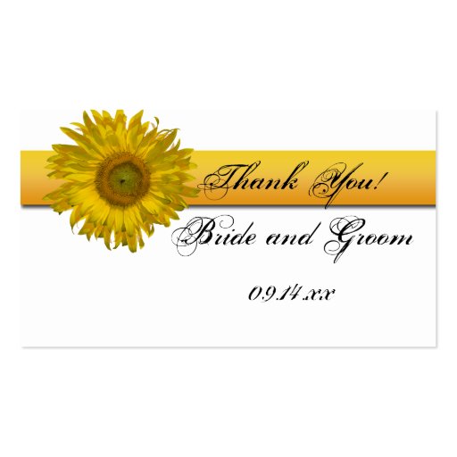 Sunflower Stripe Wedding Favor Tags Business Cards (front side)