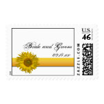 Sunflower Stripe Wedding Postage Stamp