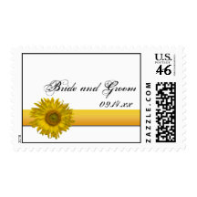 Sunflower Stripe Wedding Postage Stamp