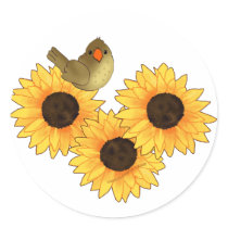 Sunflower, sunflower, sunflower and birdie sticker by carrollgraphix Sunflower, sunflower, sunflower and birdie sticker