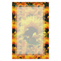 Sunflower Sunrise Blank Stationery by wingedturtle Sunflower Sunrise Blank Stationery
