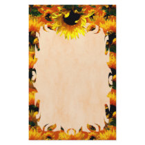 Sunflower Sunrise Flame Border Stationery Sunflower Border Stationery