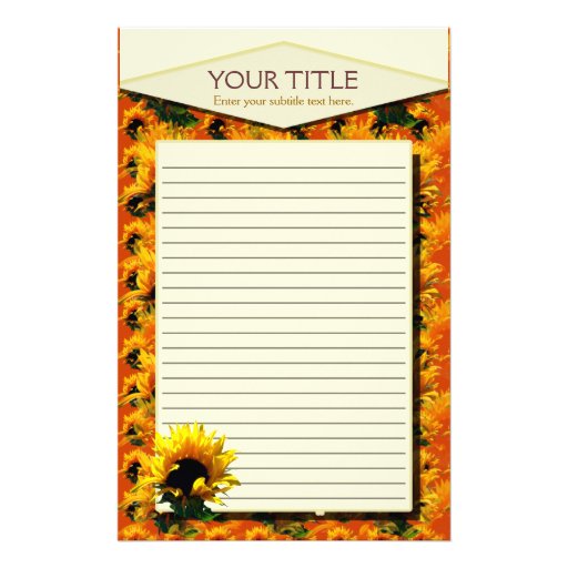 Sunflower Sunrise Lined Stationery | Zazzle