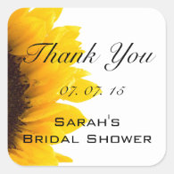 Sunflower Thank You Message Bridal Shower Stickers