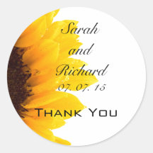 Sunflower Thank You Wedding Favor Stickers