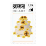 Sunflower Trim Wedding Cake Postage Stamps