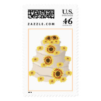 Sunflower Trim Wedding Cake Postage Stamps