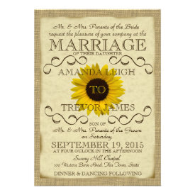 Sunflower Vintage Typography Wedding Invitation