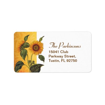 sunflower wedding address label