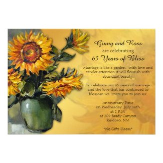 Sunflower Wedding Anniversary Announcements