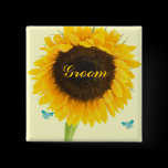 Sunflower Wedding Badge Button for Wedding Party