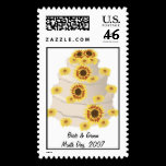 Sunflower Wedding Cake Postage Stamp