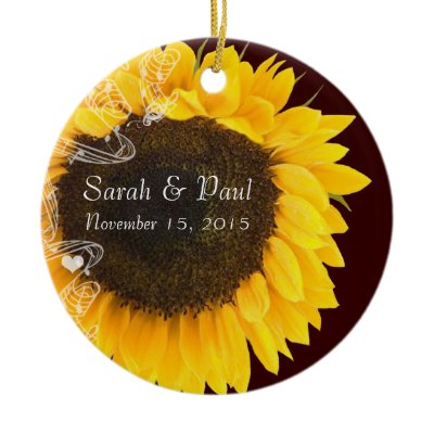 Sunflower Wedding Christmas Ornament