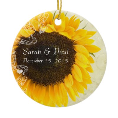 Sunflower Wedding Christmas Ornament