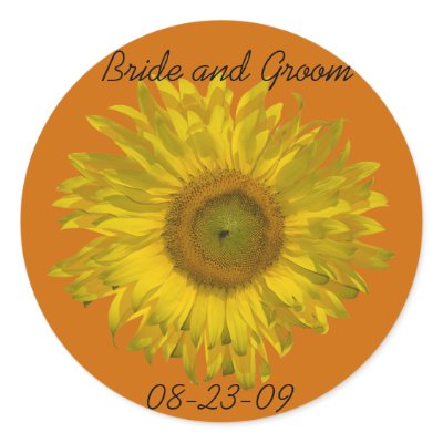 Sunflower Wedding Envelope Seals Round Sticker