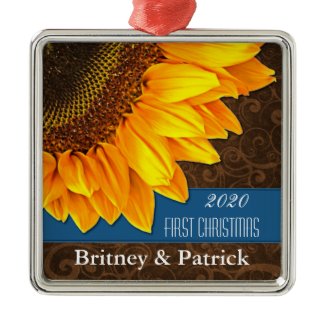 Sunflower Wedding First Christmas Ornaments ornament
