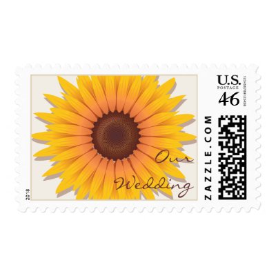 Sunflower Wedding Invitation Announcement 2 Postage Stamps