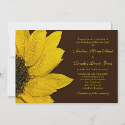 The text and backgound color on this brown and yellow sunflower wedding 