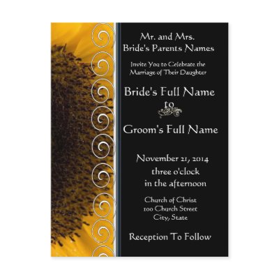 Sunflower Wedding Invitation Post Card