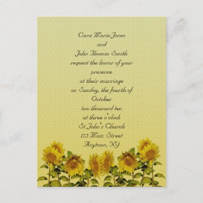 Sunflower Wedding Invitation Postcards by StarStock