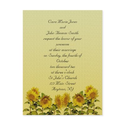 Sunflower Wedding Invitation postcards
