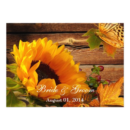 Sunflower Wedding Invitations, Rustic Country Fall