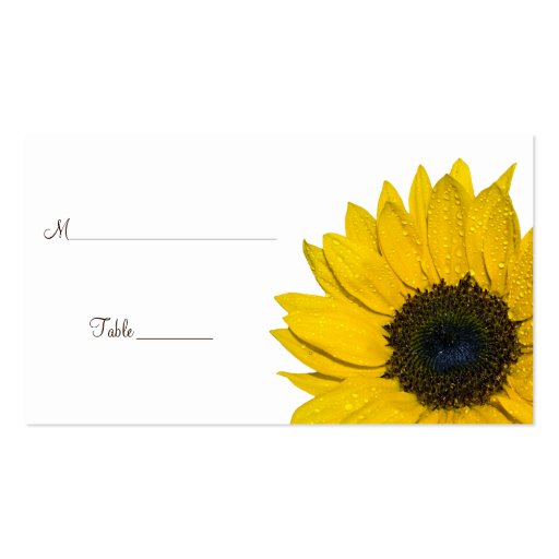 Sunflower Wedding or Special Occasion Place Cards Business Card Templates (back side)