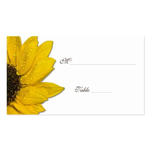 Sunflower Wedding or Special Occasion Place Cards Business Card Template (back side)