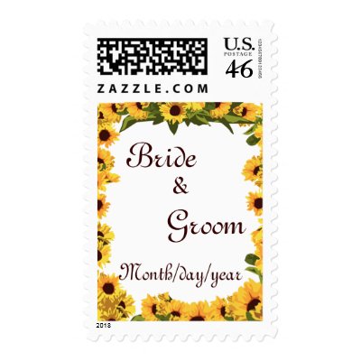 Sunflower Wedding Postage Stamps