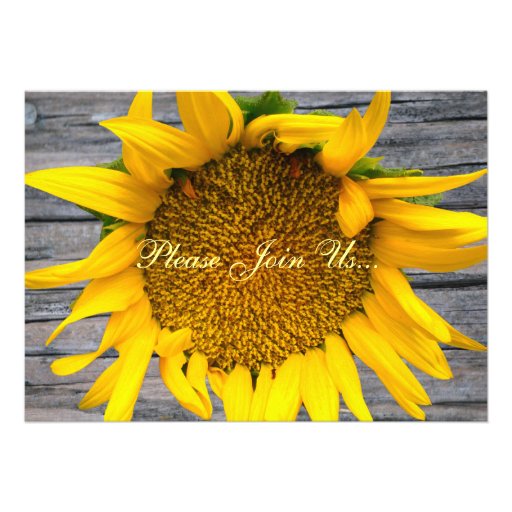 Sunflower Wedding Postwood Gray III Invitations