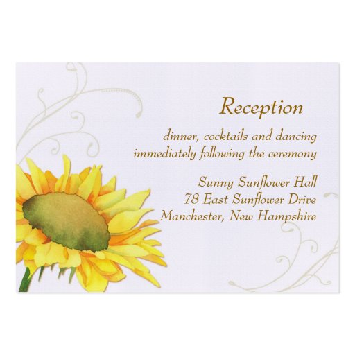 Sunflower Wedding Reception Enclosure (3.5x2.5) Business Card Templates (front side)