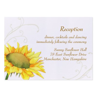Sunflower Wedding Reception Enclosure 3.5x2.5 Large Business Card
