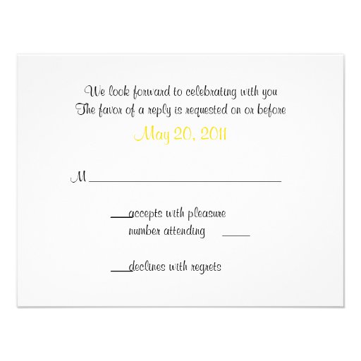 Sunflower Wedding Response Card Personalized Invitations