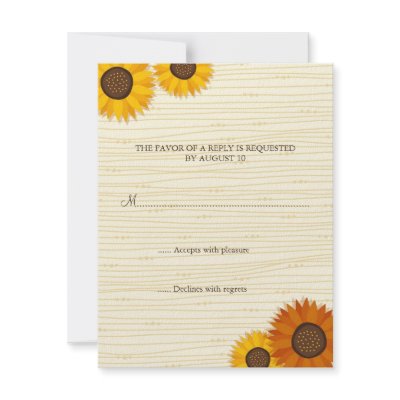 Sunflower wedding RSVP response card Invitations