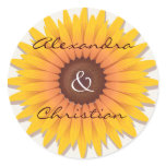 Sunflower Wedding Save The Date Announcement Round Sticker