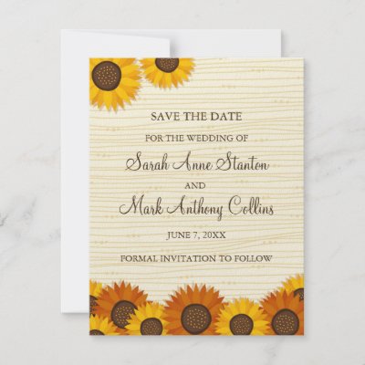 Sunflower wedding Save the date card Personalized Invites by