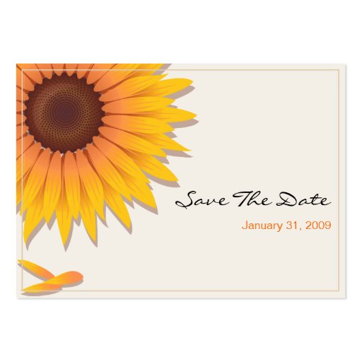Sunflower Wedding Save The Date MiniCard 2 Business Card Template (front side)