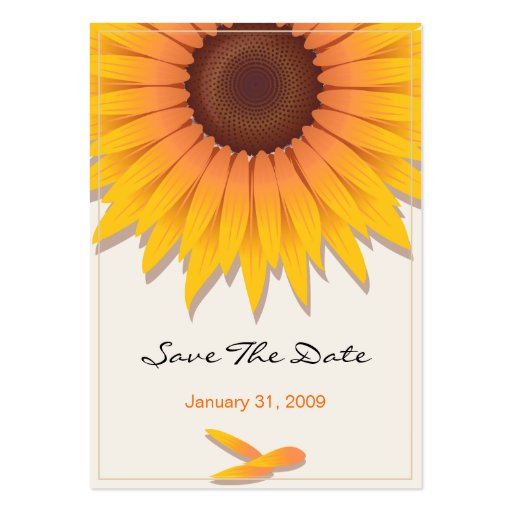 Sunflower Wedding Save The Date MiniCard Business Cards (front side)