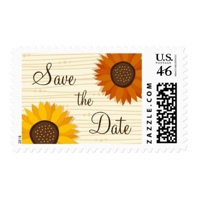 Sunflower wedding Save the date postage stamp