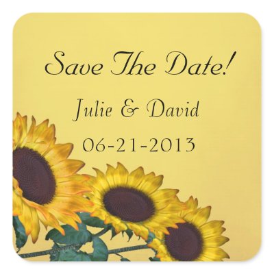 Sunflower Wedding Square Stickers