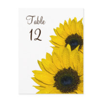 Sunflower Wedding Table Number Card Post Card